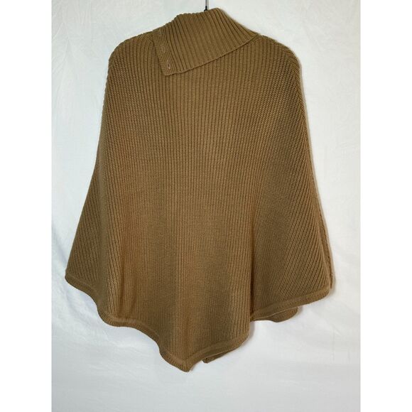 Michael Kors Womens Soft Warm Shaker Stitch Turtleneck Poncho Gold Tone Buttons - Picture 3 of 3